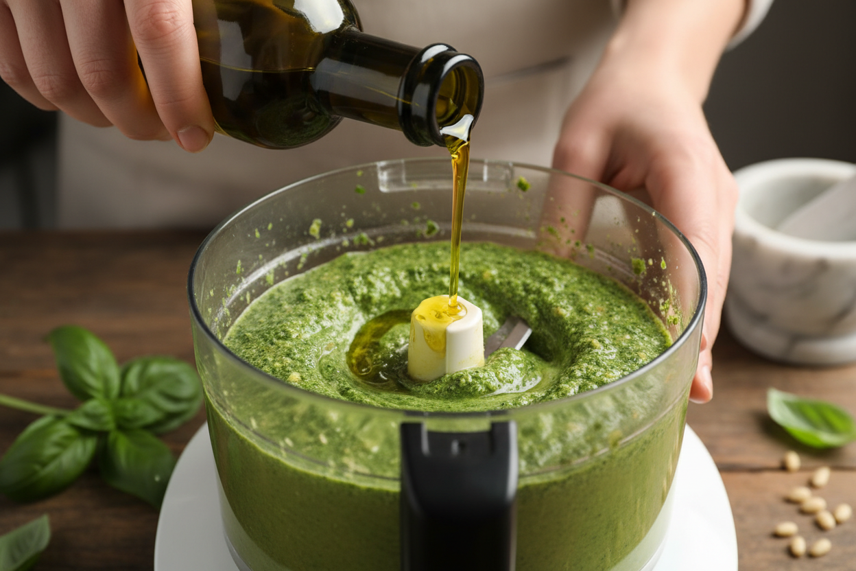 Spinach Basil Pesto preparation step 2