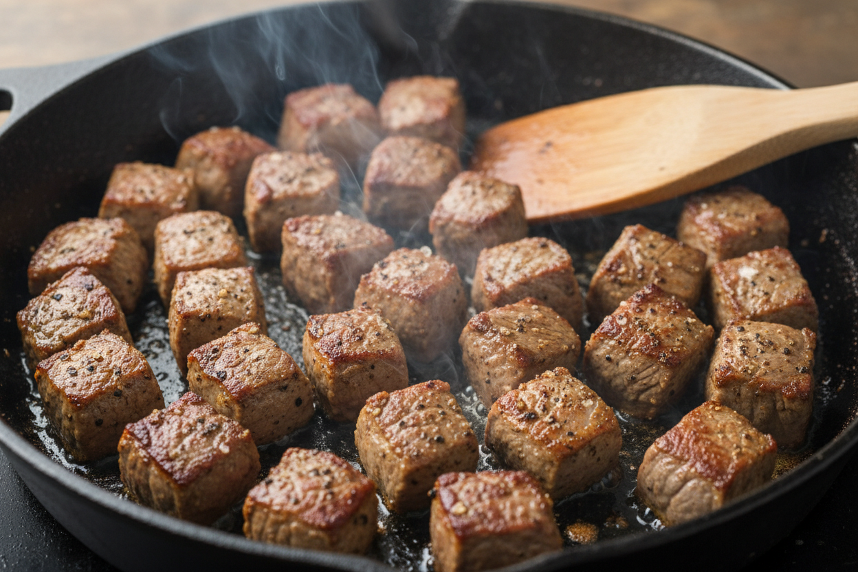 Steak Bites with Garlic Butter preparation step 1