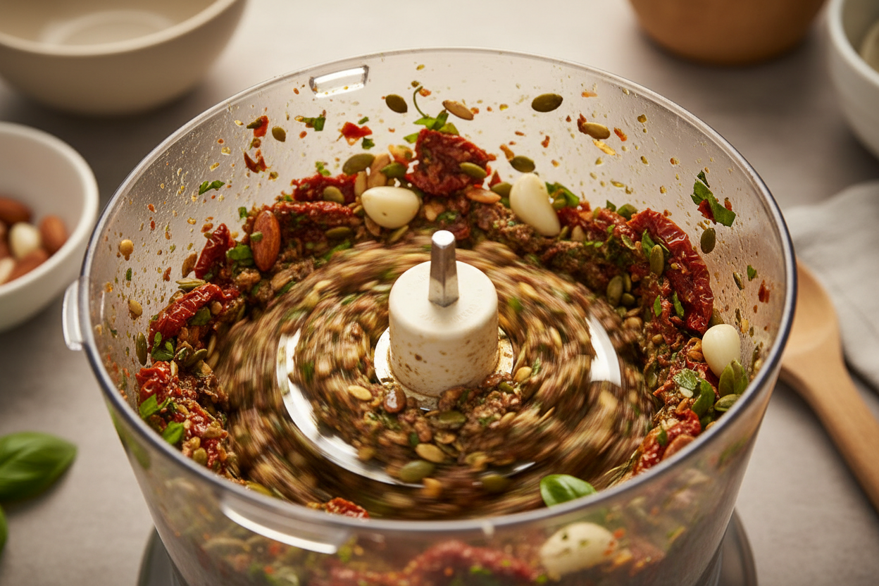 Sun-Dried Tomato Pesto preparation step 1