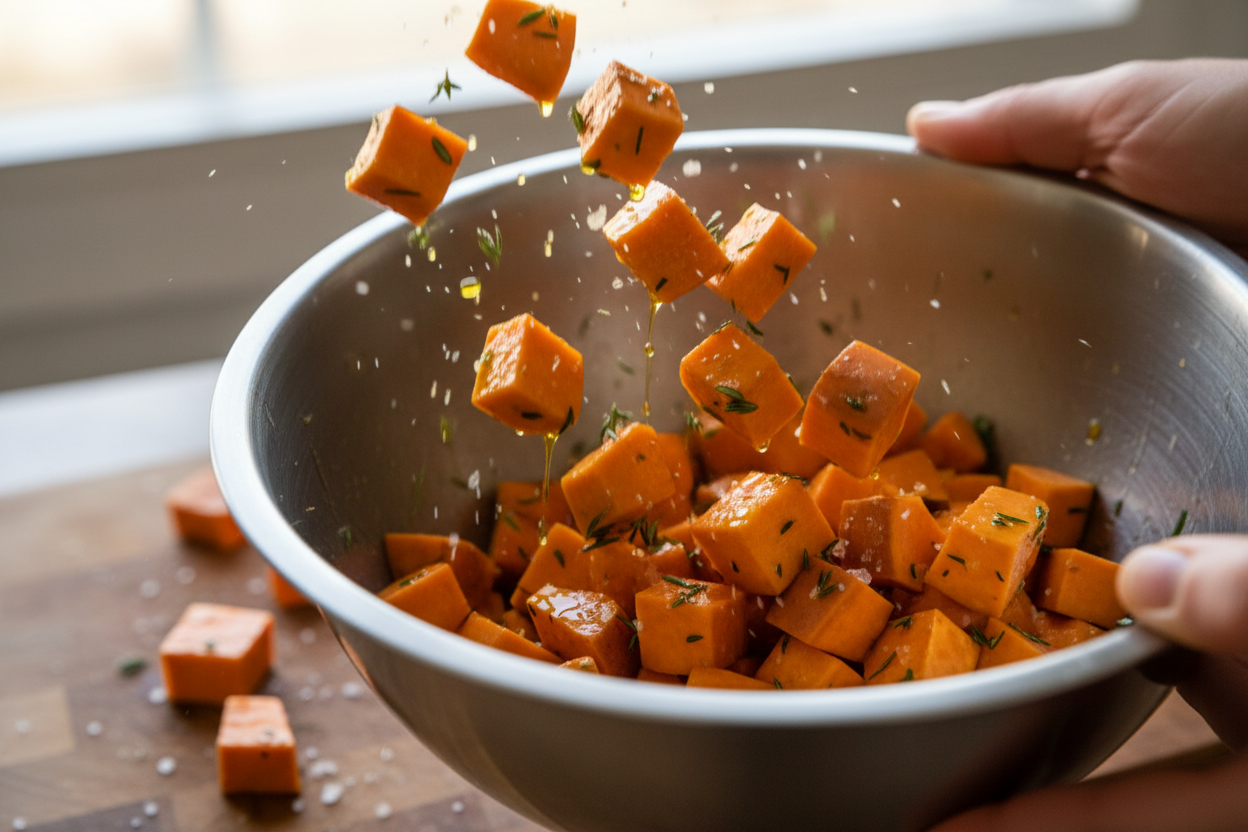 Sweet Potato Ground Beef Bowl preparation step 1