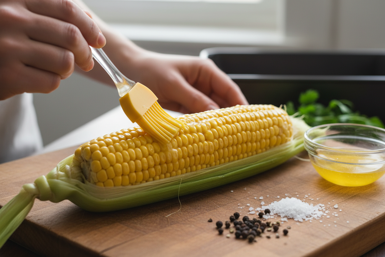 The Most Amazing Oven Roasted Corn preparation step 1
