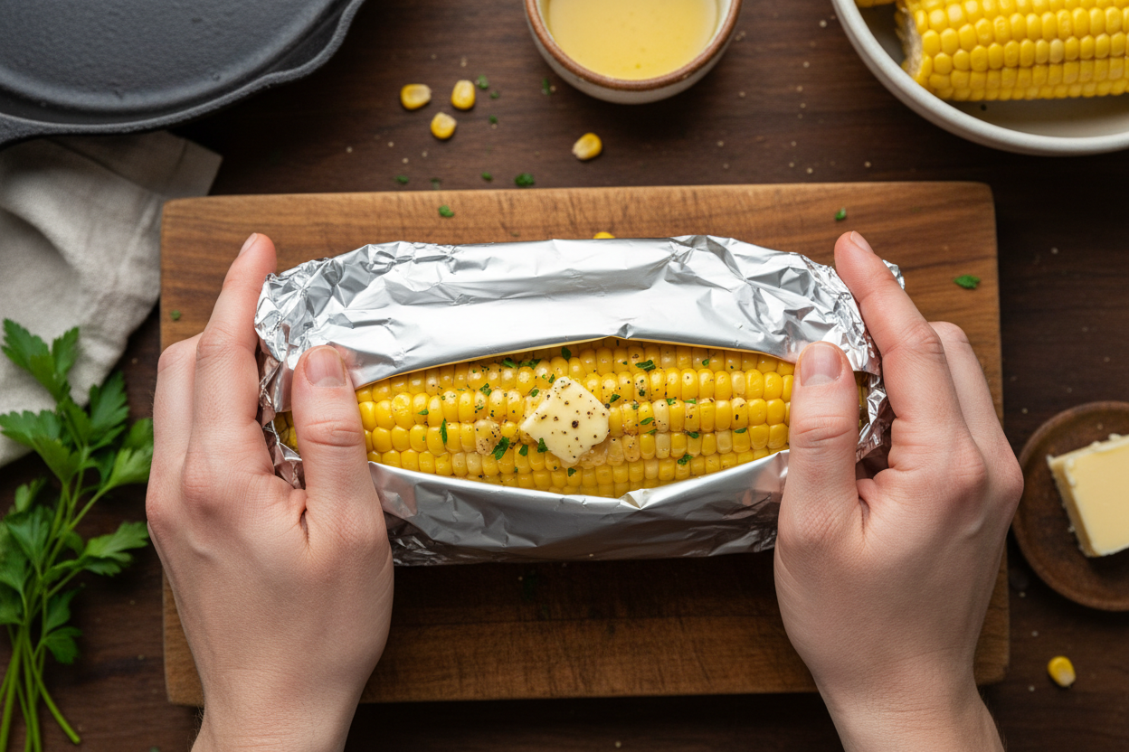 The Most Amazing Oven Roasted Corn preparation step 2