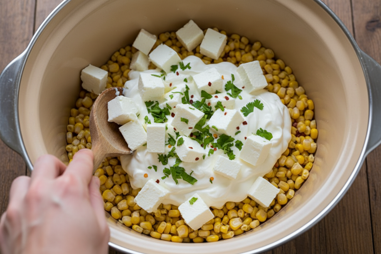 TikTok Summer Crockpot Street Corn Chicken preparation step 1