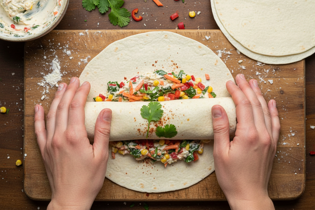 Vegetable Tortilla Roll Ups preparation step 2