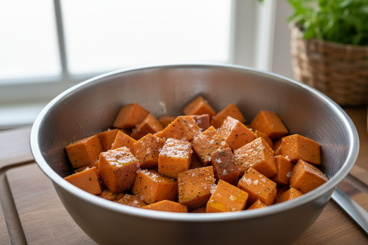 Viral Cottage Cheese Sweet Potato Bowl preparation step 1