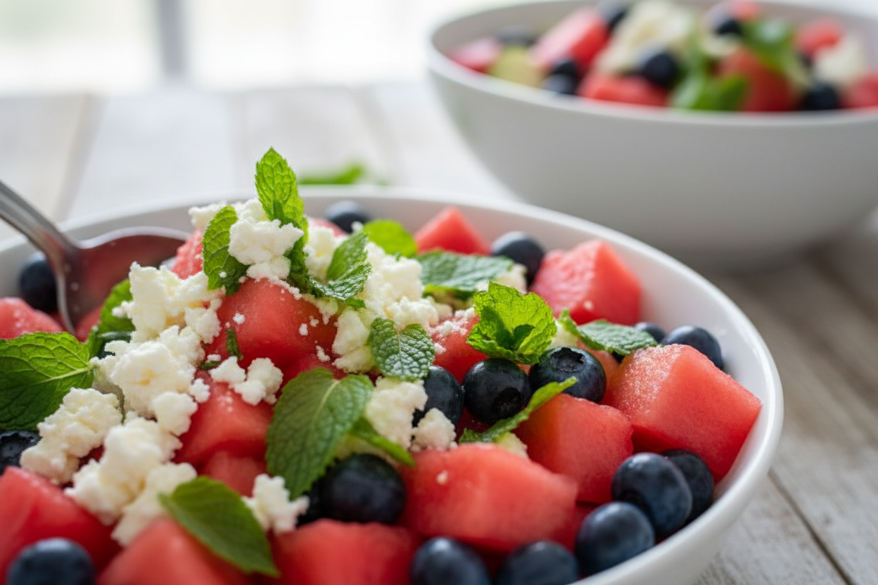 Watermelon Blueberry Feta Salad preparation step 2