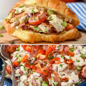 Crispy Beef and Chicken Salad Croissant Sandwich