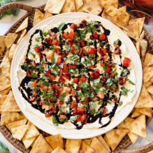 Creamy Bruschetta Dip Recipe (Tomato Basil Cheese Spread)