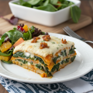 Creamy Butternut Squash Lasagna with Beef and Spinach
