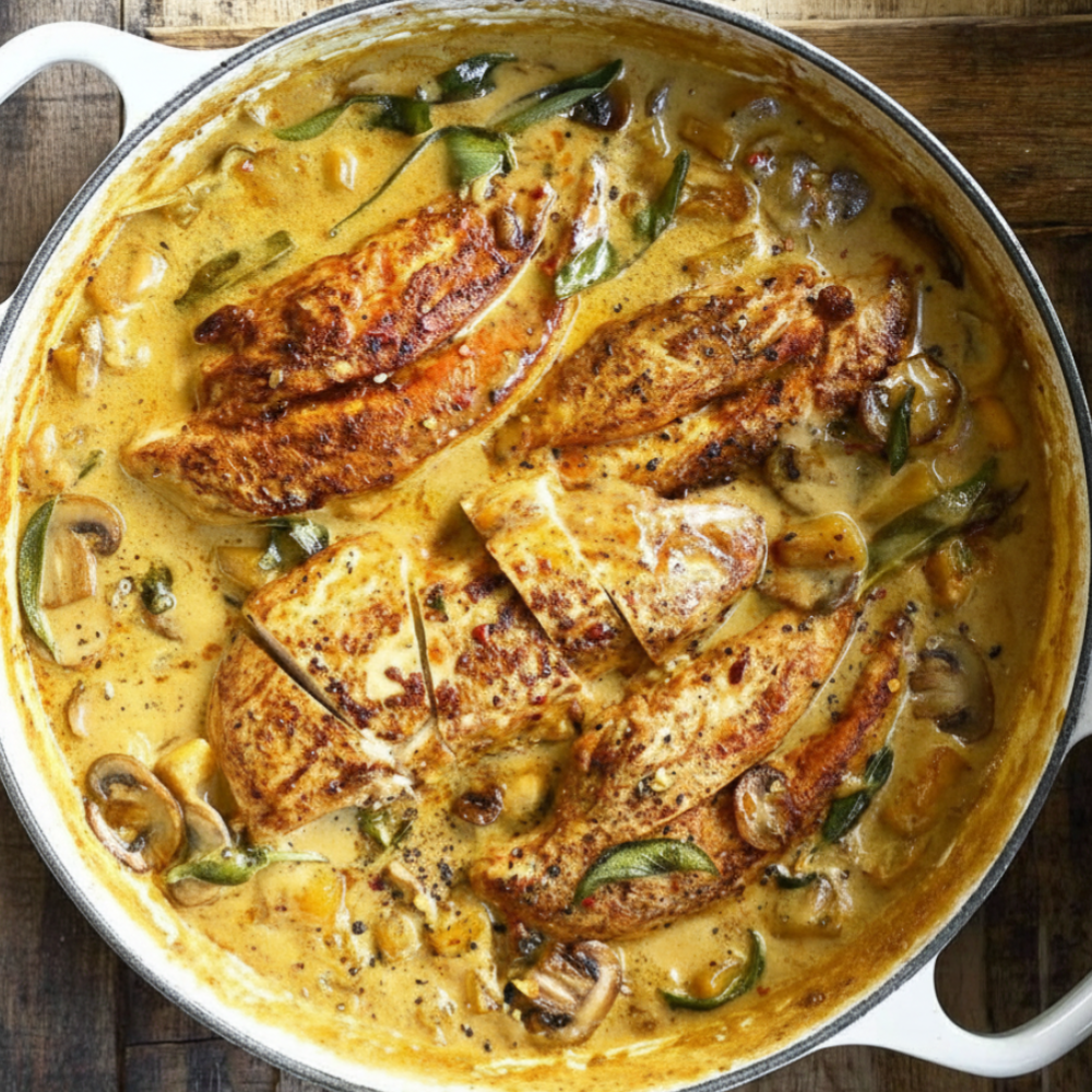 Creamy Chicken Butternut Squash Mushroom Cream Sauce