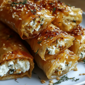 Crispy Baked Feta Rolls with Hot Honey Drizzle