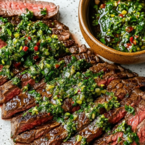 Quick & Easy Grilled Flank Steak with Fresh Herb Sauce