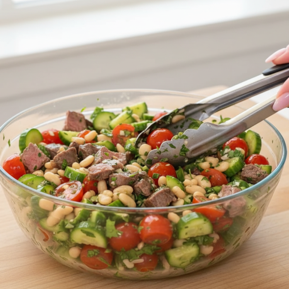 The Best Chimichurri Steak Salad with White Beans