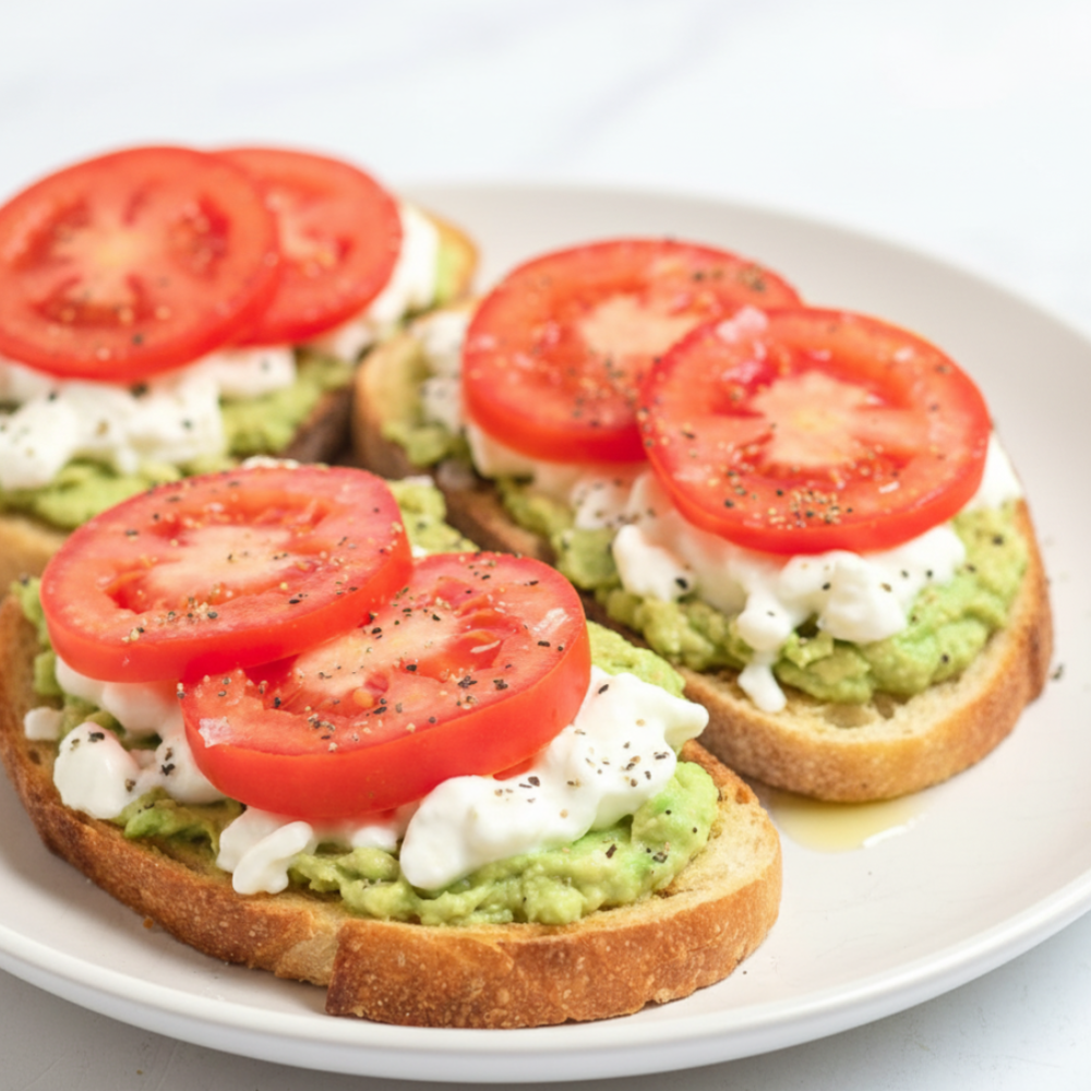 High-Protein Breakfast: Creamy Avocado & Tomato Toast
