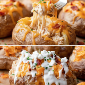 Creamy Loaded Chicken Stuffed Baked Potatoes (No Pork)