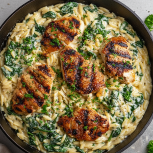 Easy Garlic Herb Cheese Chicken Orzo (One-Pan)