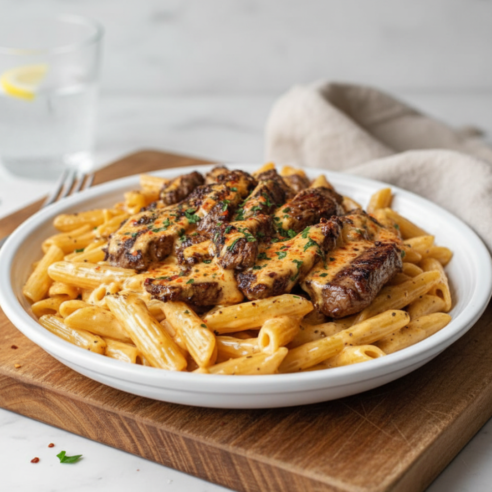 Creamy Cajun Steak Penne Pasta: Easy Cheesy Dinner Recipe
