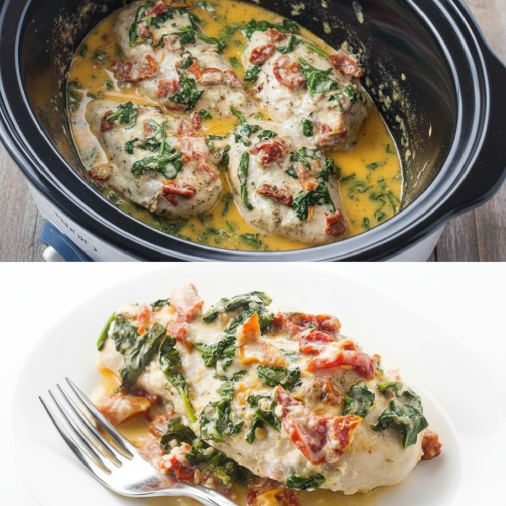 Easy Creamy Tuscan Garlic Chicken (Slow Cooker & Keto)