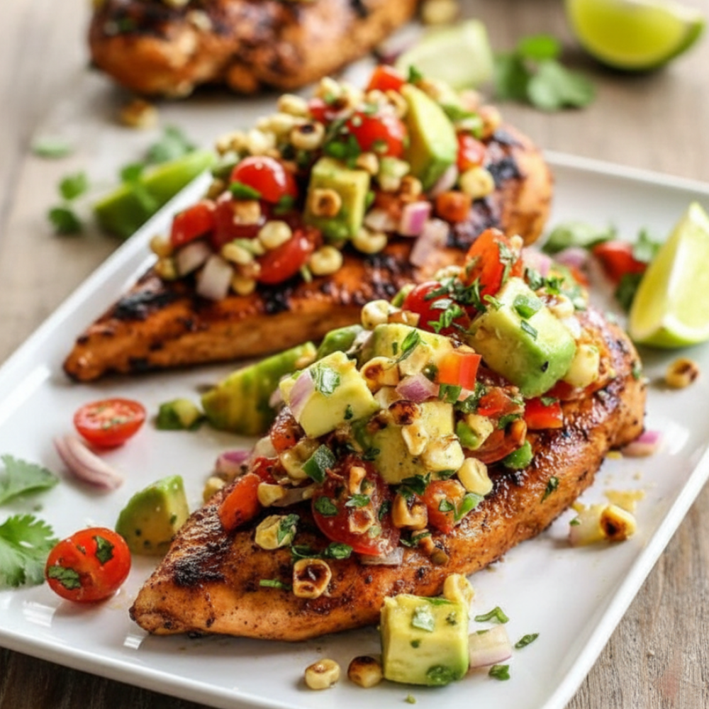 Zesty Fiesta Lime Chicken with Avocado Corn Salsa