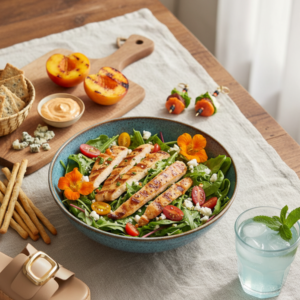 Summer BBQ Chicken and Peach Greens Recipe