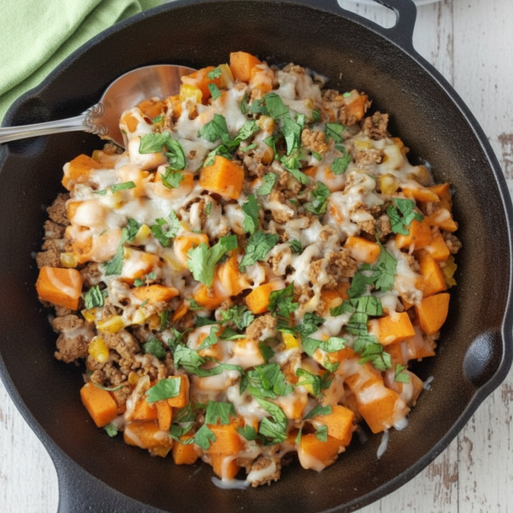 Healthy Ground Turkey & Sweet Potato Skillet (One-Pan)