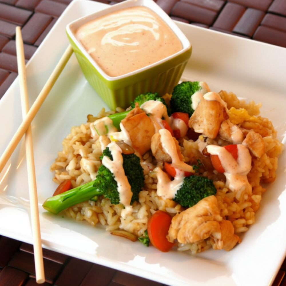 Hibachi Chicken Fried Rice & Creamy Japanese Steakhouse Dip