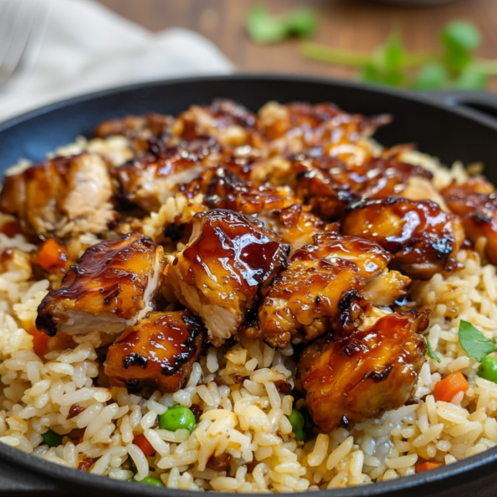 One-Pan Honey Barbecue Chicken and Rice (Easy Dinner)