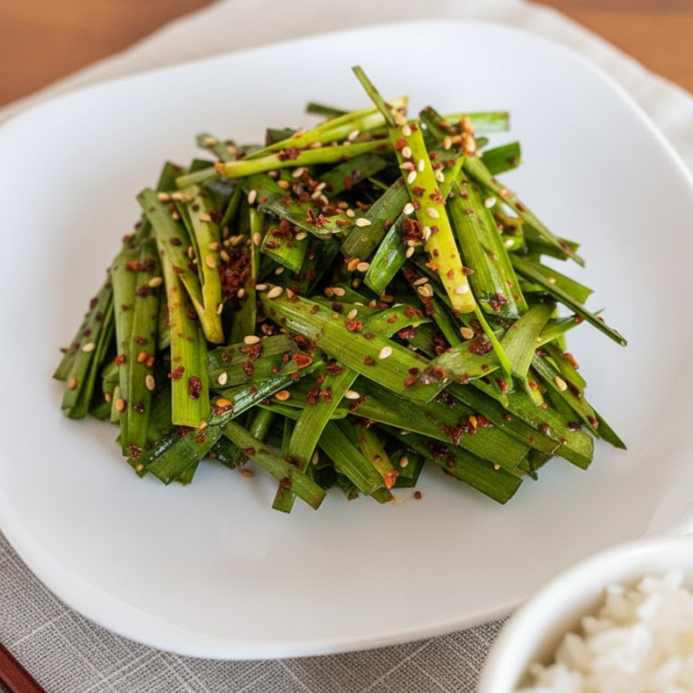 Authentic Buchu Muchim: Spicy Asian Chive Side Dish