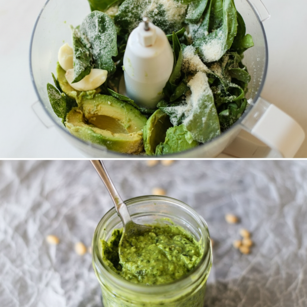 Lightened Up Avocado Basil Pesto (No Oil Added)
