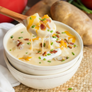 30-Minute Loaded Baked Potato Soup with Crispy Beef