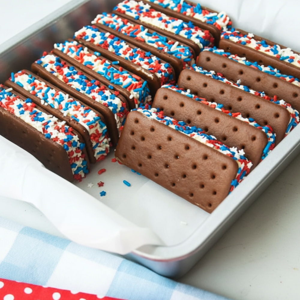 Easy 4th of July Ice Cream Sandwiches (Red, White & Blue)