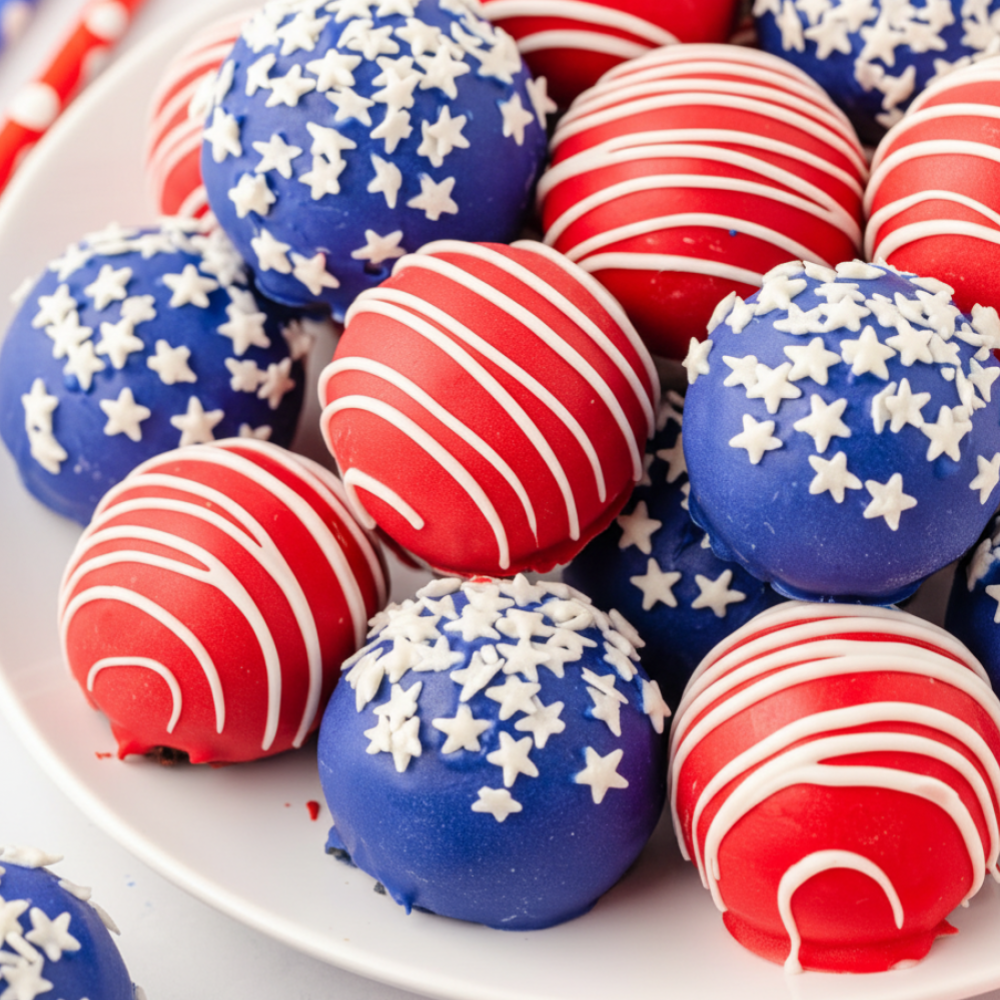 Easy Red, White & Blue Cookie Truffles (No-Bake Dessert)