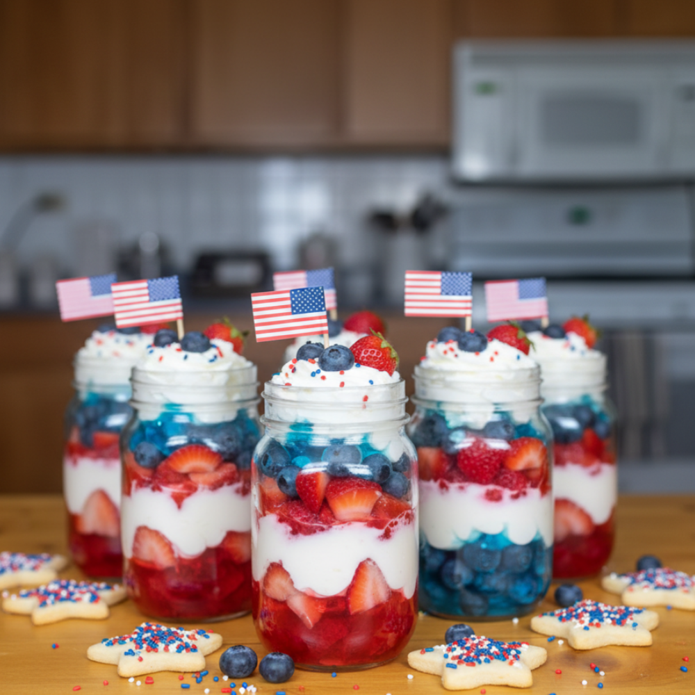 Festive Red White Blue 4th of July Drink (Kid-Friendly)