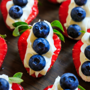Easy Red White Blue Cheesecake Strawberries (No-Bake)