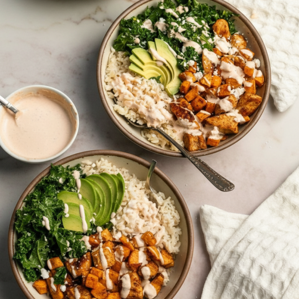 Roasted Chicken Sweet Potato Bowls for Two