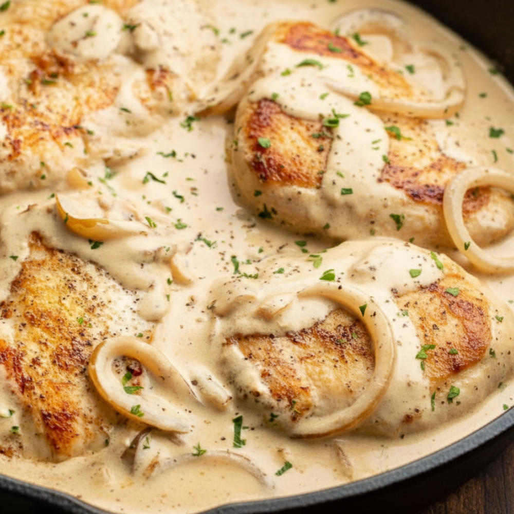 Creamy Skillet Chicken with Sour Cream and Onion Sauce