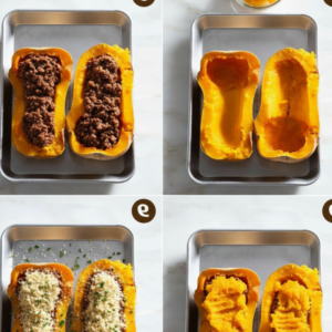 Mediterranean Stuffed Butternut Squash with Ground Beef