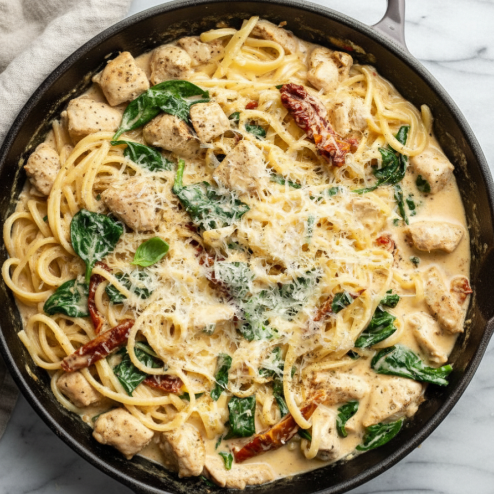 Creamy Tuscan Chicken Pasta Recipe (30-Minute Skillet)