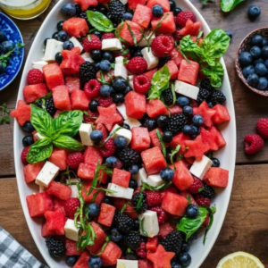 Refreshing Watermelon Blueberry Vegan Cheese Salad Recipe