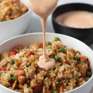 Homemade Creamy Japanese Steakhouse Sauce & Beef Fried Rice