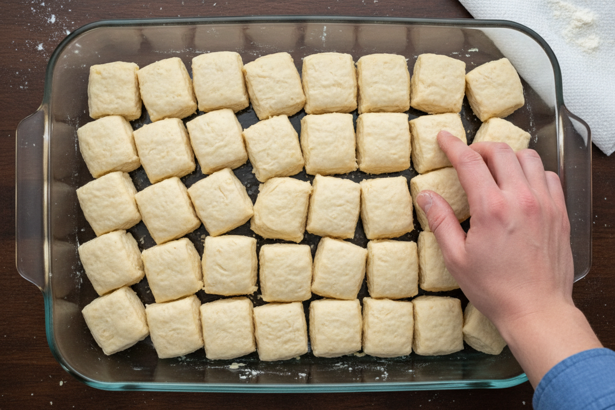 Biscuits and Beef Gravy Breakfast Casserole preparation step 1