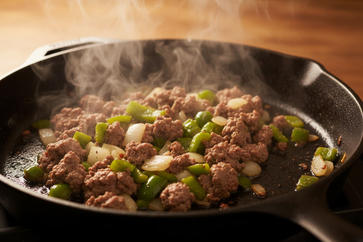 Cheesesteak Style Sloppy Joes preparation step 1