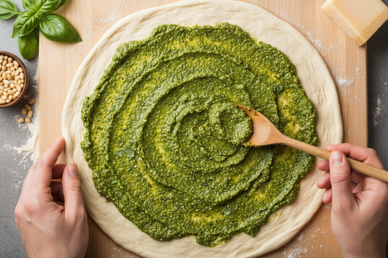 Chicken Pesto Pizza preparation step 1