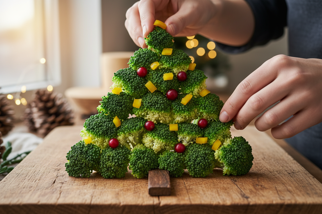Christmas Tree Vegetable Platter preparation step 1