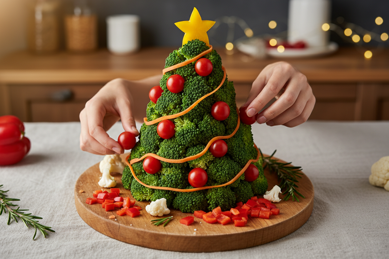 Christmas Tree Vegetable Platter preparation step 2