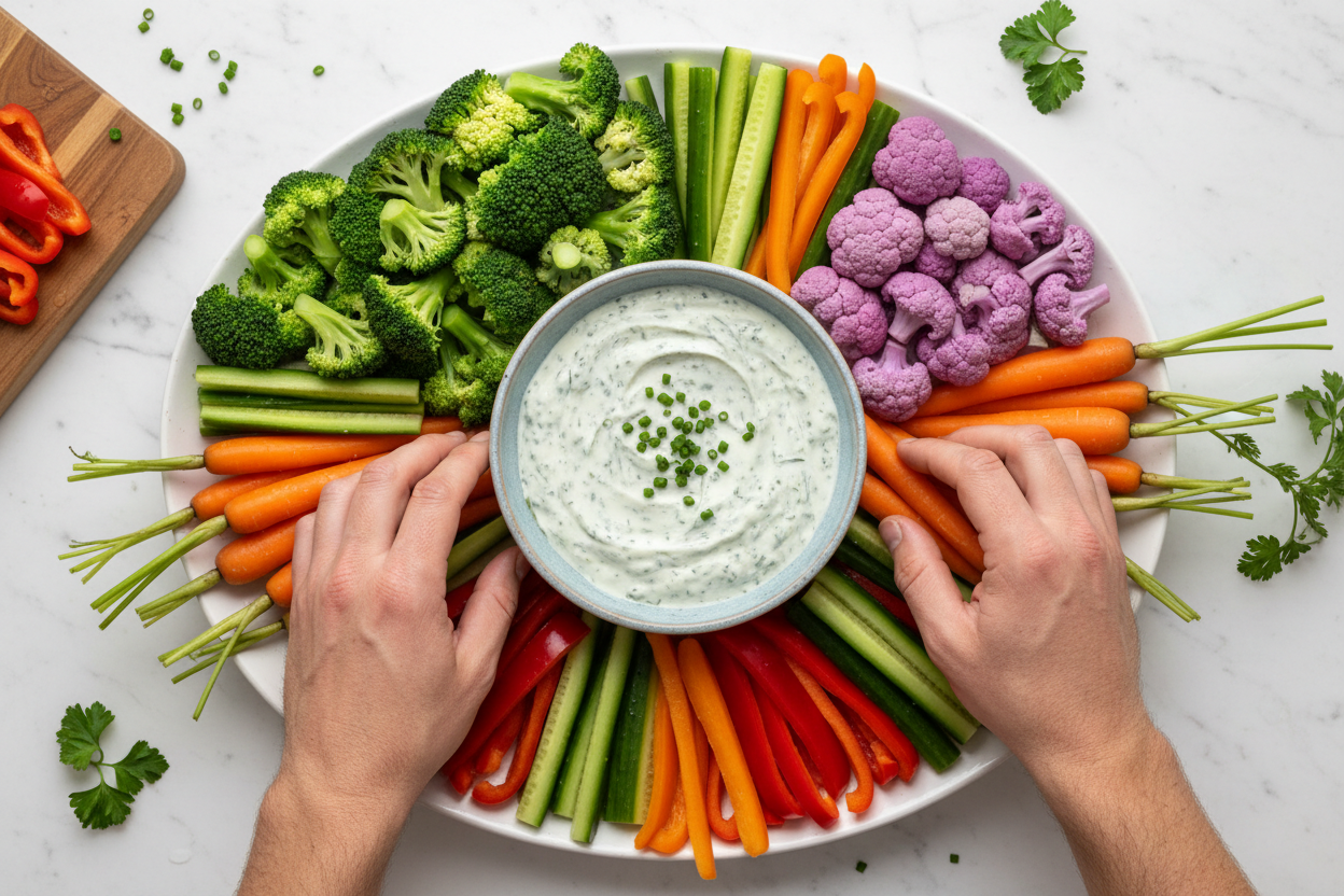 Colorful Vegetable Crudités Platter with Dip preparation step 2