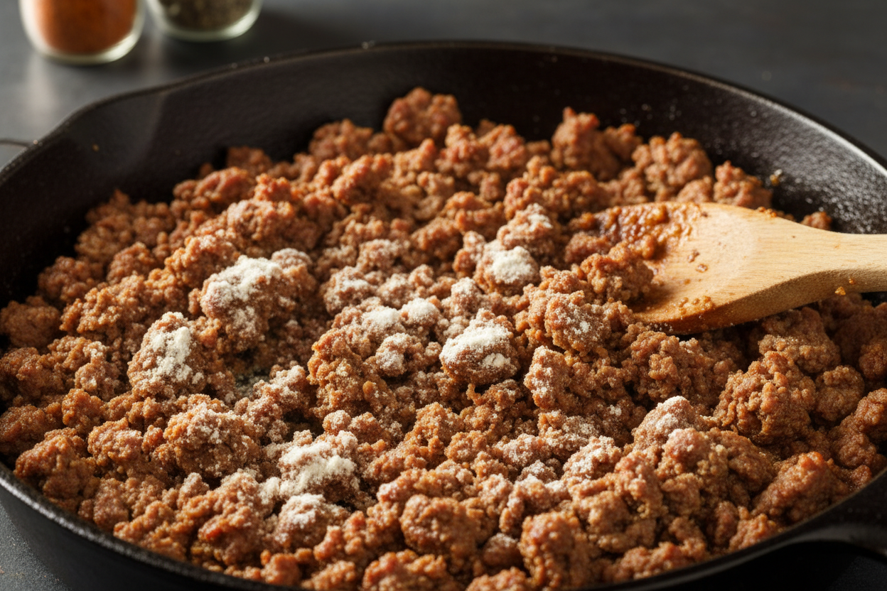 Crockpot Biscuits and Beef Gravy preparation step 1