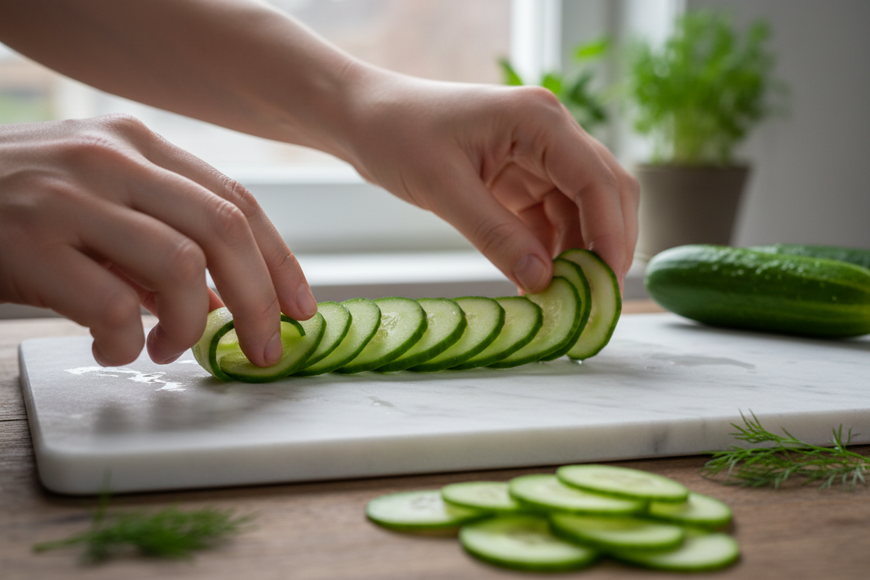 Cucumber Roses with Green Dip preparation step 1