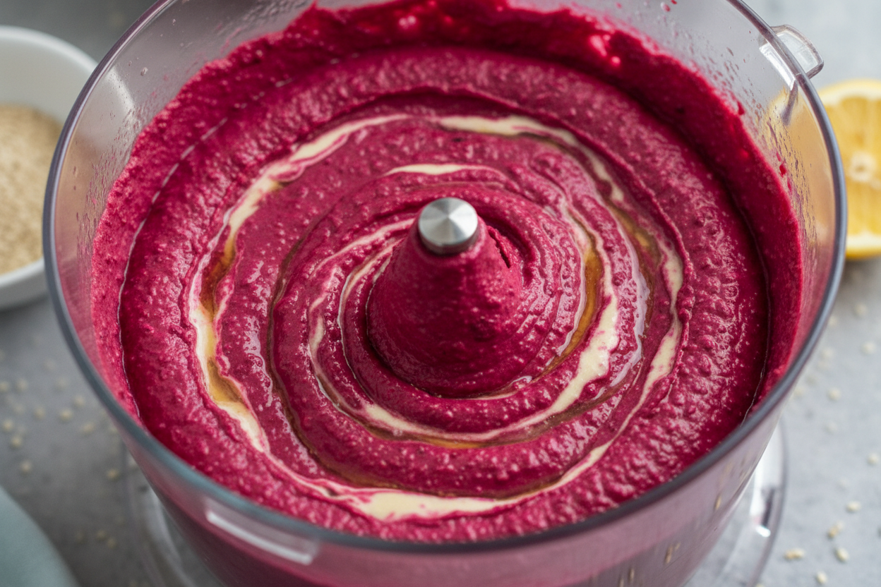 Healthy Beetroot Hummus preparation step 2