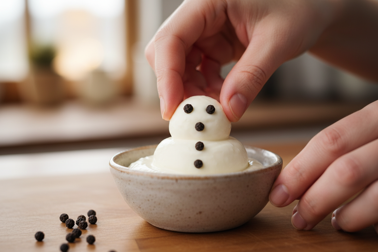 Holiday Crudités Platter with Snowman Dips preparation step 1